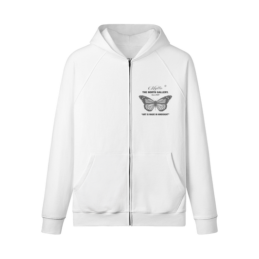 N-fleece-lined full-zip hoodie butterfly